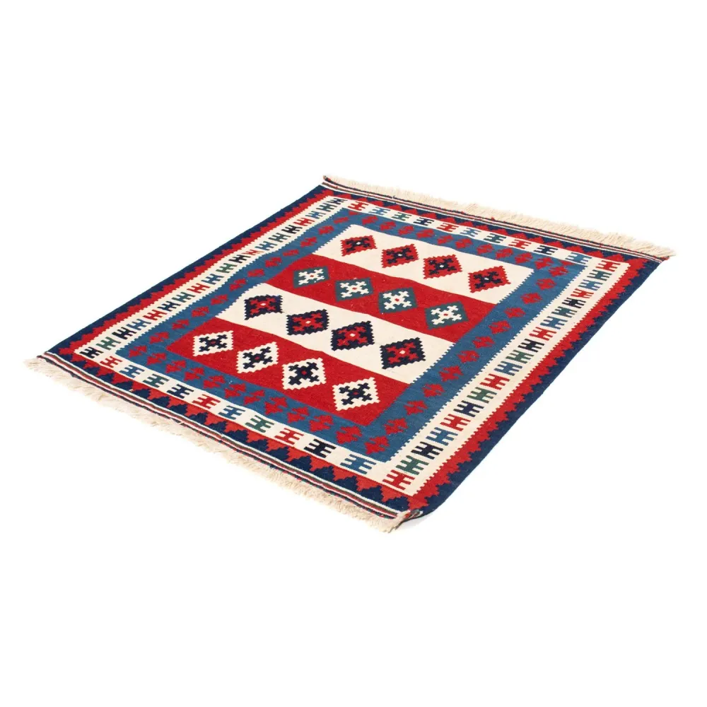 Tapis Kelim - Oriental carré - 106 x 103 cm - bleu