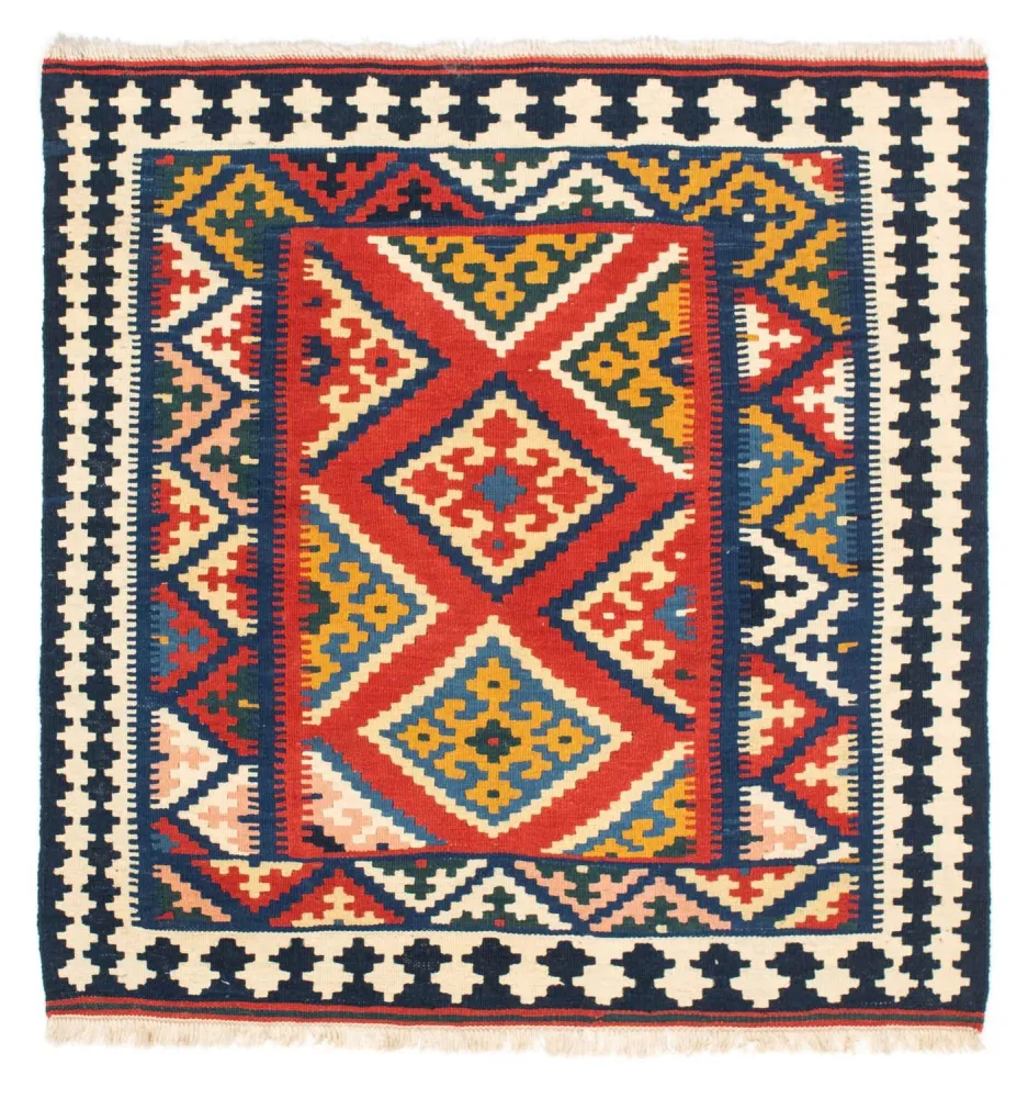 Tapis Kelim - Oriental carré - 107 x 103 cm - rouge