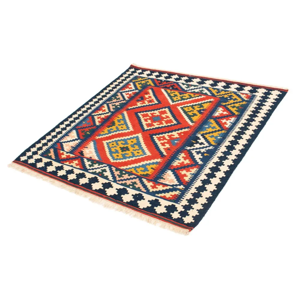 Tapis Kelim - Oriental carré - 107 x 103 cm - rouge