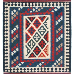 Tapis Kelim - Oriental carré - 108 x 103 cm - bleu