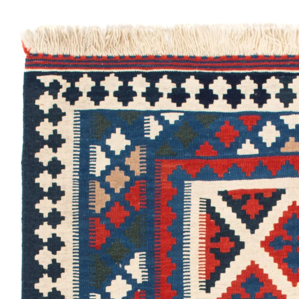 Tapis Kelim - Oriental carré - 108 x 103 cm - bleu