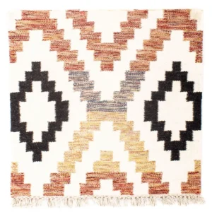 Tapis Kelim - Tendance carré - 69 x 67 cm - beige