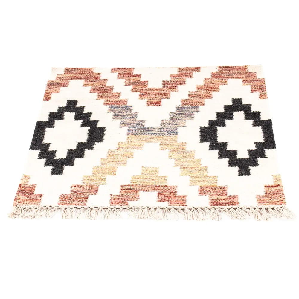 Tapis Kelim - Tendance carré - 69 x 67 cm - beige