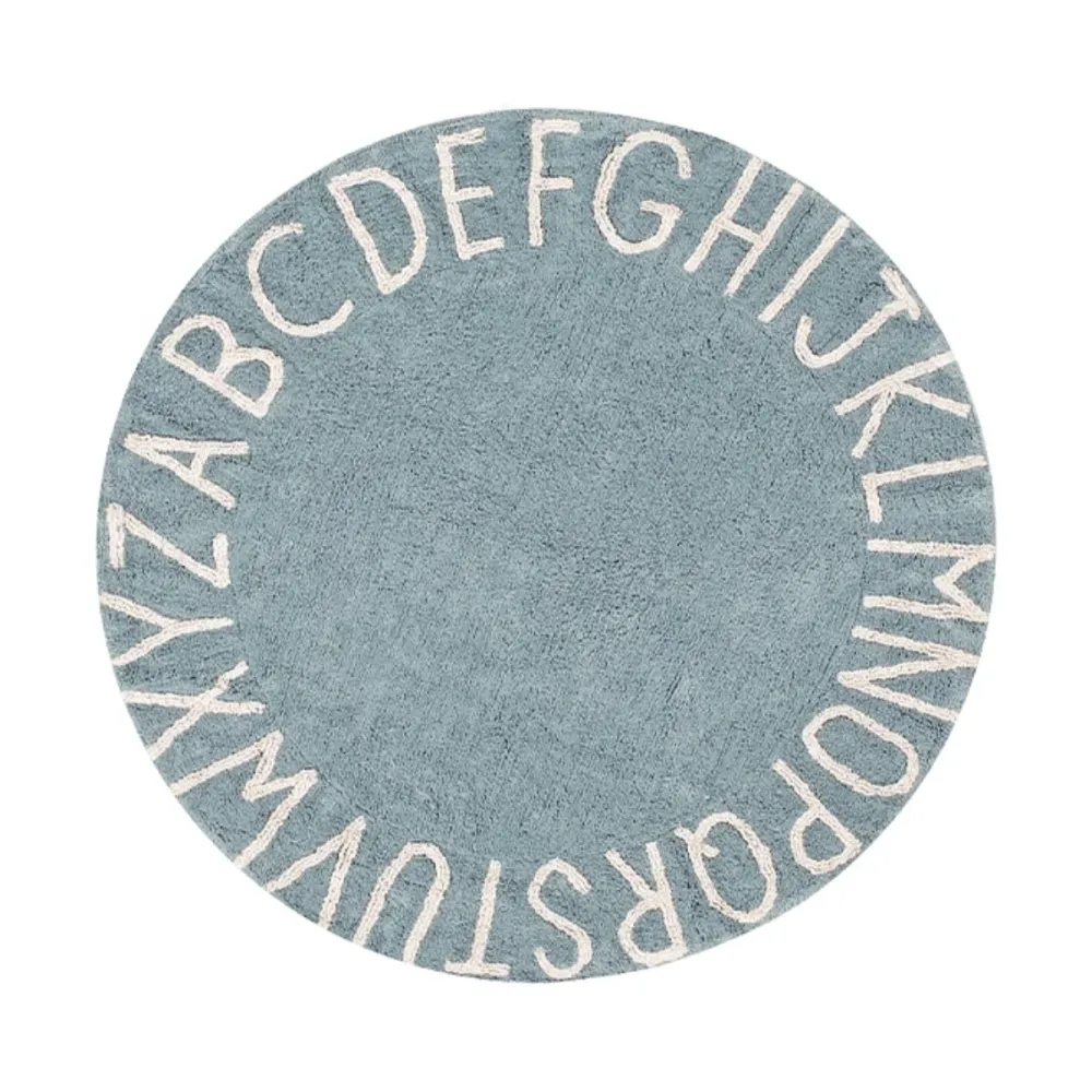 Tapis Lavable Abc Naturel Vintage Bleu 150 Cm