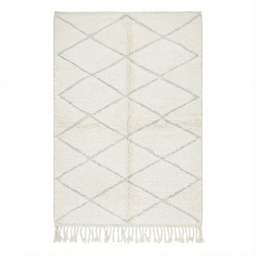 Tapis marocain blanc à losanges Elaid - Sur mesure