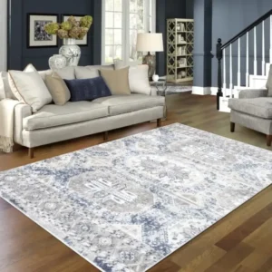 Tapis XL Parksdale 8x11 | Mélange Bleu & Gris fini utilisé