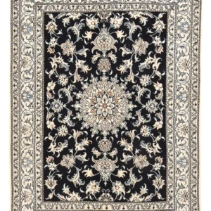 Tapis persan - Nain - 198 x 147 cm - bleu foncé