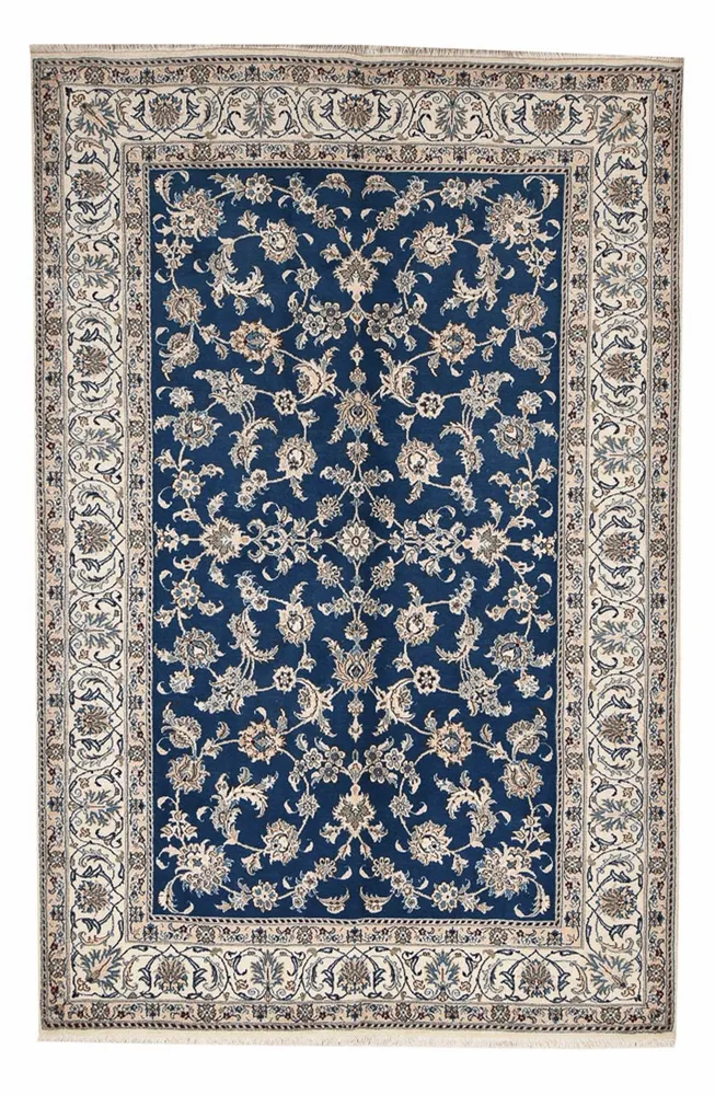 Tapis persan - Nain - 300 x 196 cm - bleu pétrole