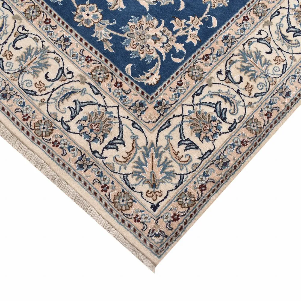 Tapis persan - Nain - 300 x 196 cm - bleu pétrole