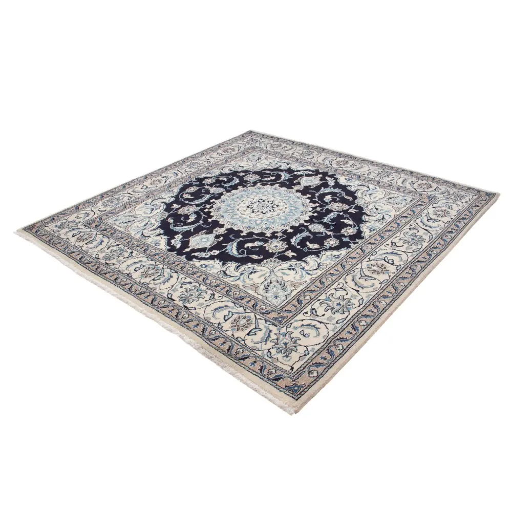 Tapis persan - Nain carré - 196 x 194 cm - bleu foncé