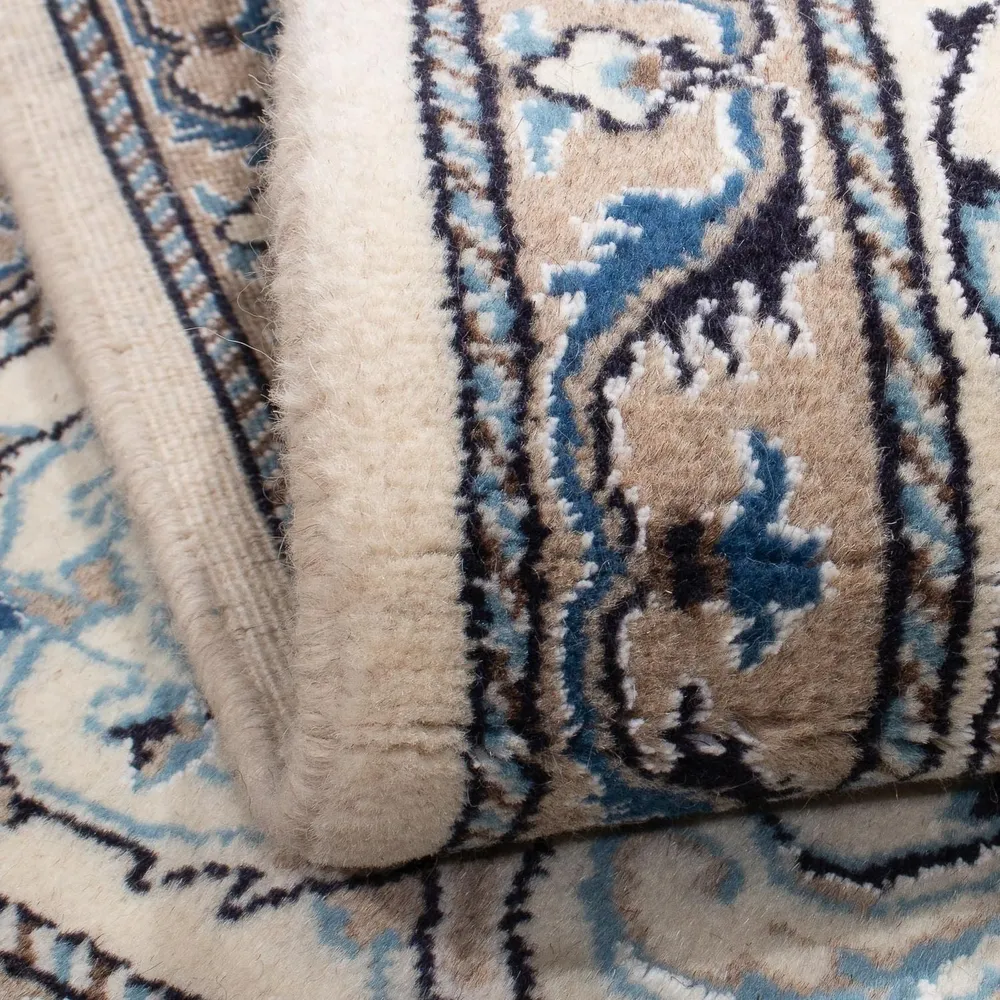 Tapis persan - Nain carré - 196 x 194 cm - bleu foncé