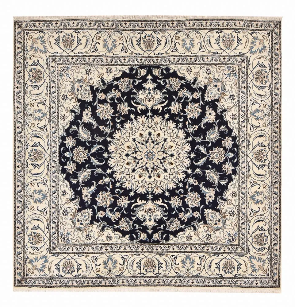 Tapis persan - Nain carré - 198 x 193 cm - bleu foncé