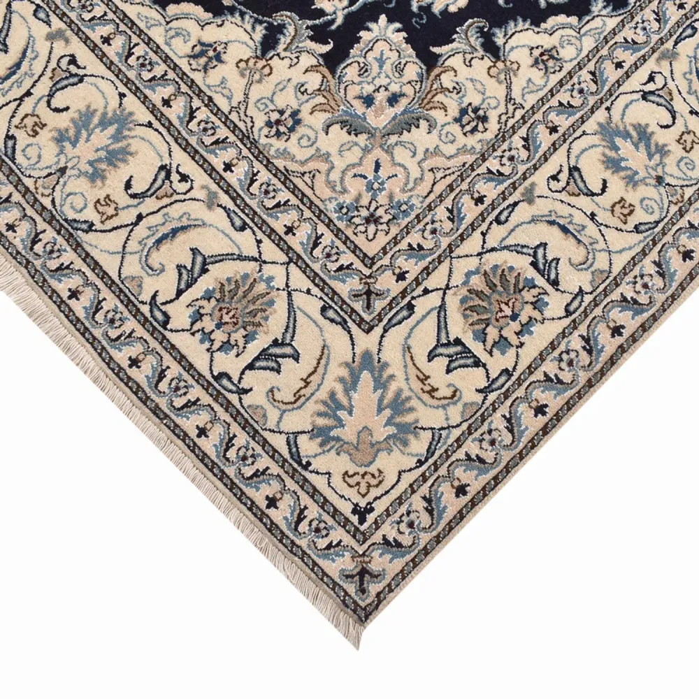 Tapis persan - Nain carré - 198 x 193 cm - bleu foncé