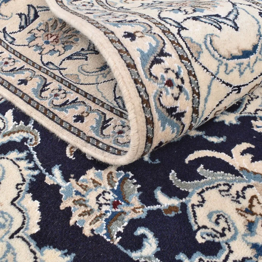 Tapis persan - Nain carré - 198 x 193 cm - bleu foncé