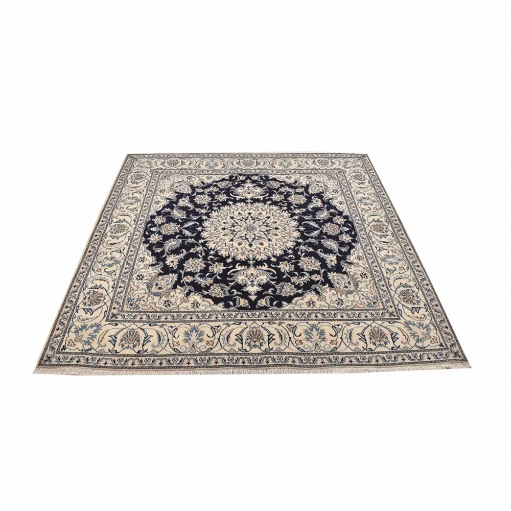 Tapis persan - Nain carré - 198 x 193 cm - bleu foncé