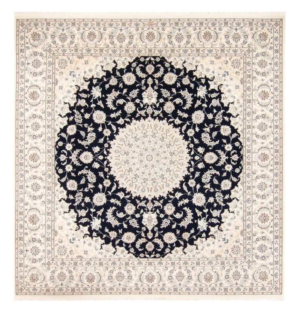 Tapis persan - Nain carré - 259 x 247 cm - bleu foncé