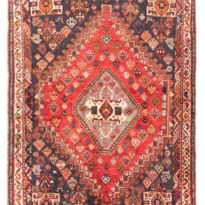 Tapis persan - Nomadic - 150 x 120 cm - rouge foncé