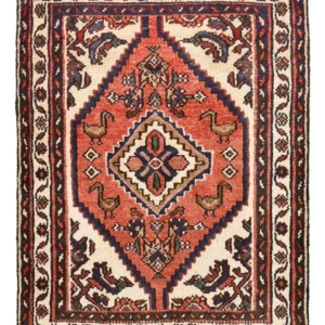 Tapis persan - Nomadic - 92 x 68 cm - rouge clair