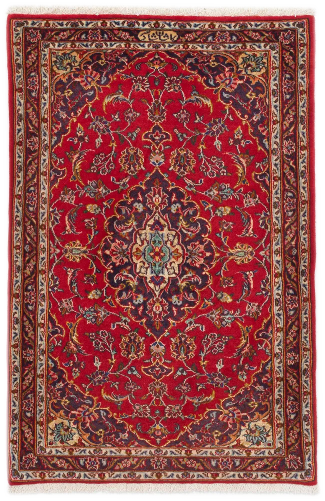 Tapis persan oriental Kashan en rouge