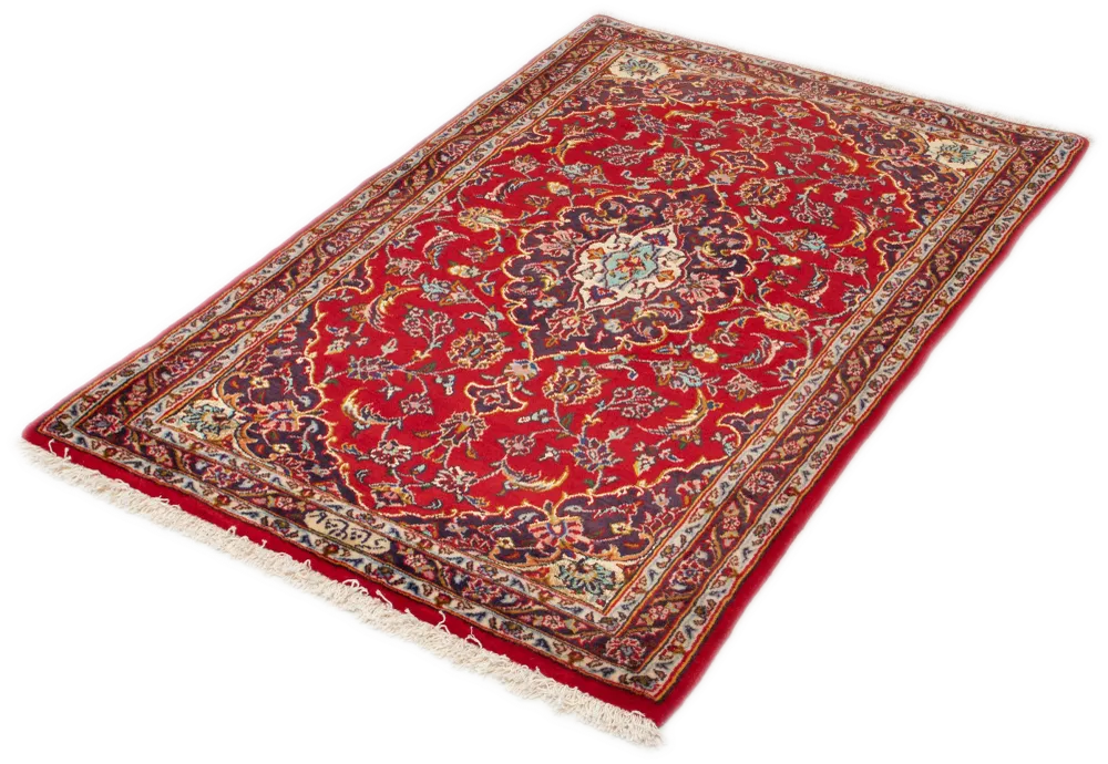 Tapis persan oriental Kashan en rouge