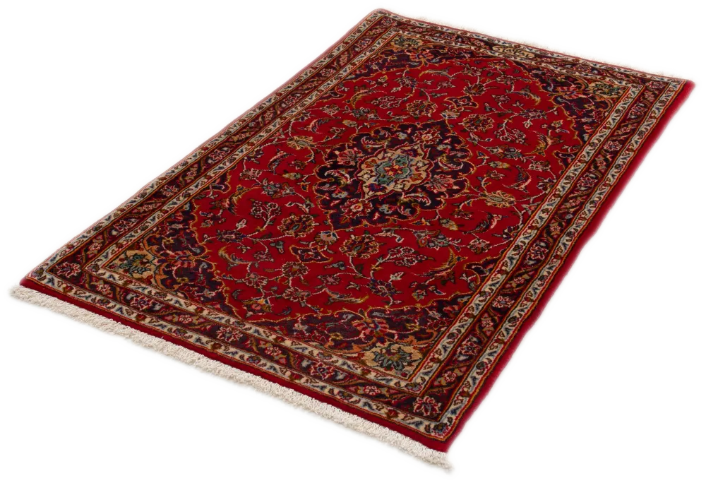 Tapis persan oriental Kashan en rouge