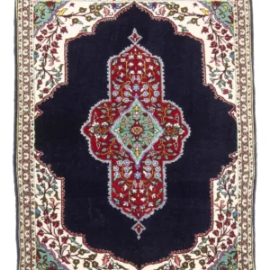 Tapis persan - Tabriz - Royal - 96 x 76 cm - bleu foncé