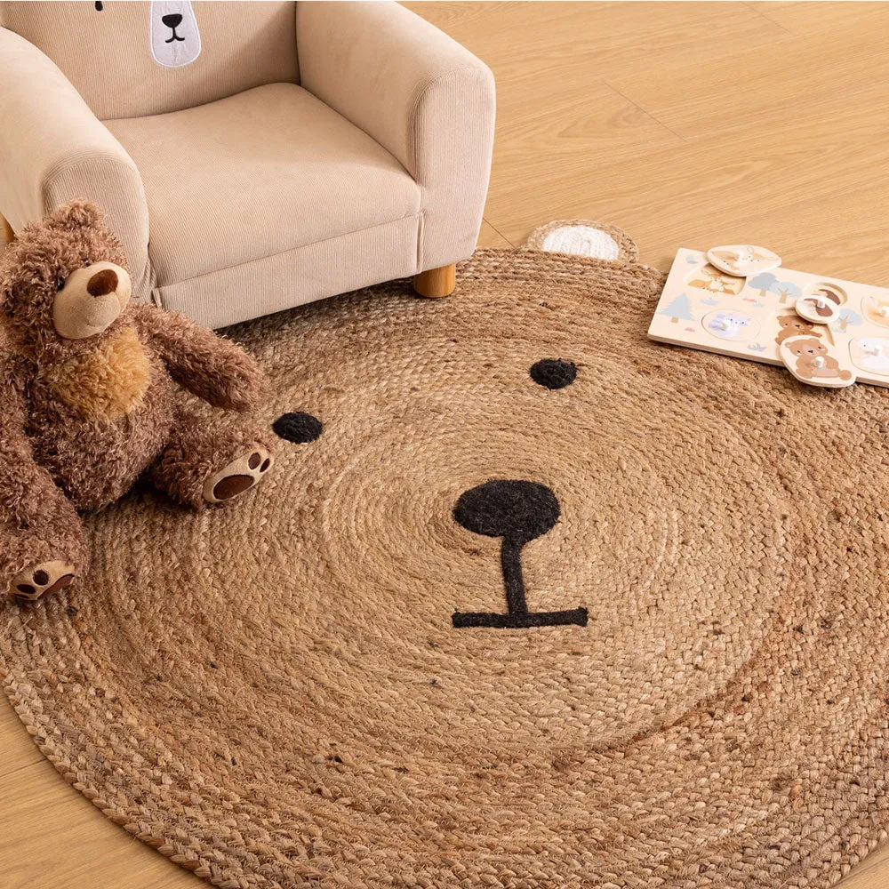 Tapis rond enfant ourson en jute