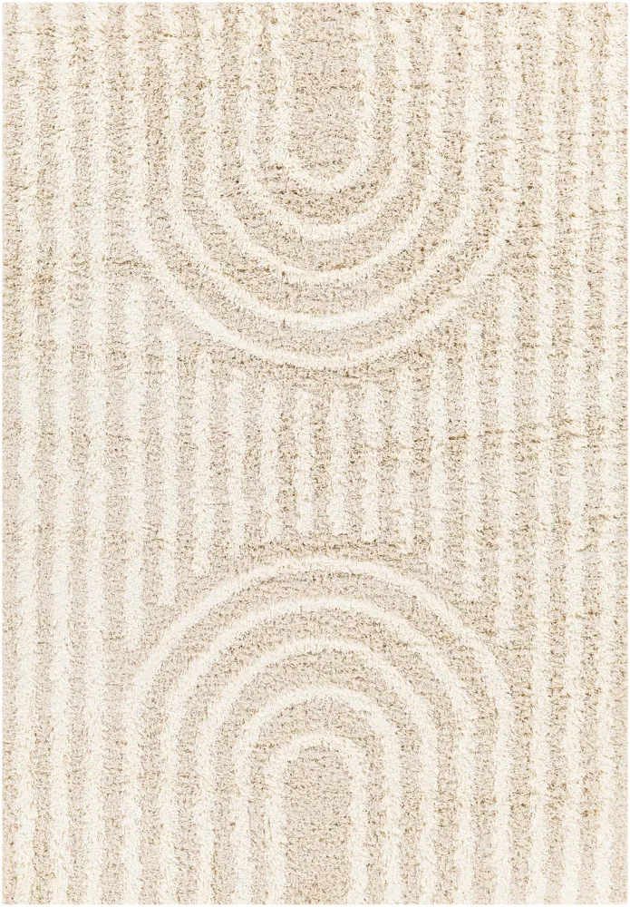 Tapis Shaggy Scandinave Blanc/Beige Sochi
