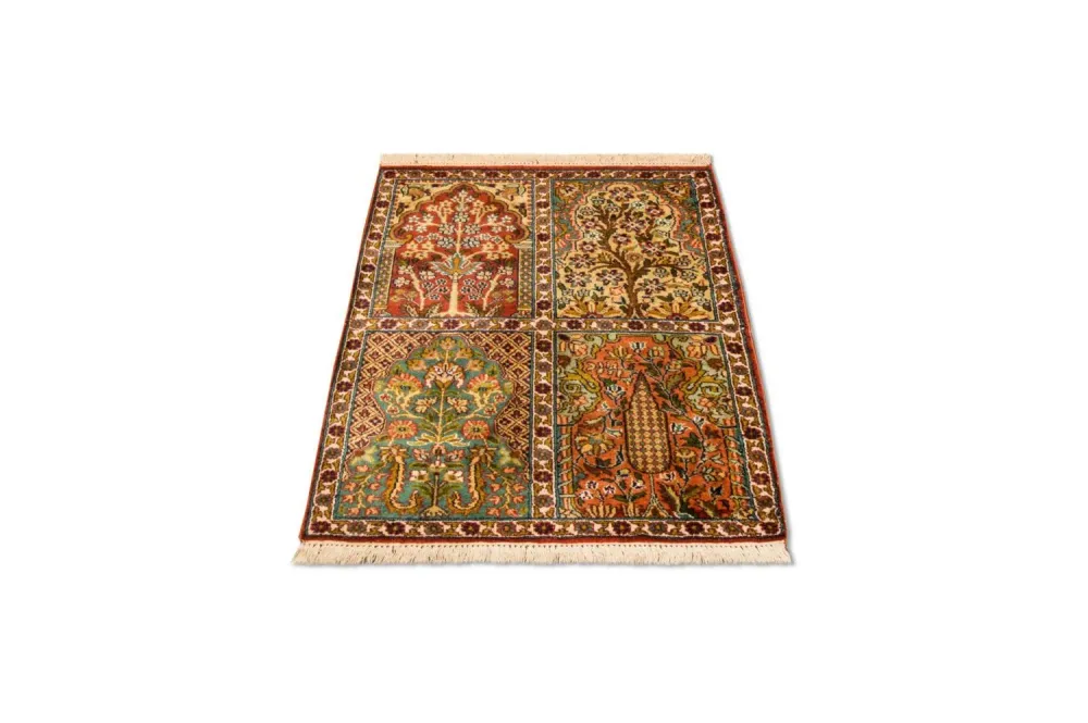 Tapis en soie - Soie du Cachemire - 91 x 65 cm - multicolore
