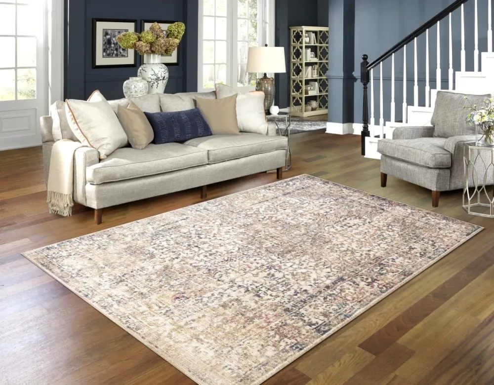 Tapis transitionnel Mercer 5x8 | Ivoire et Beige au fini vieilli