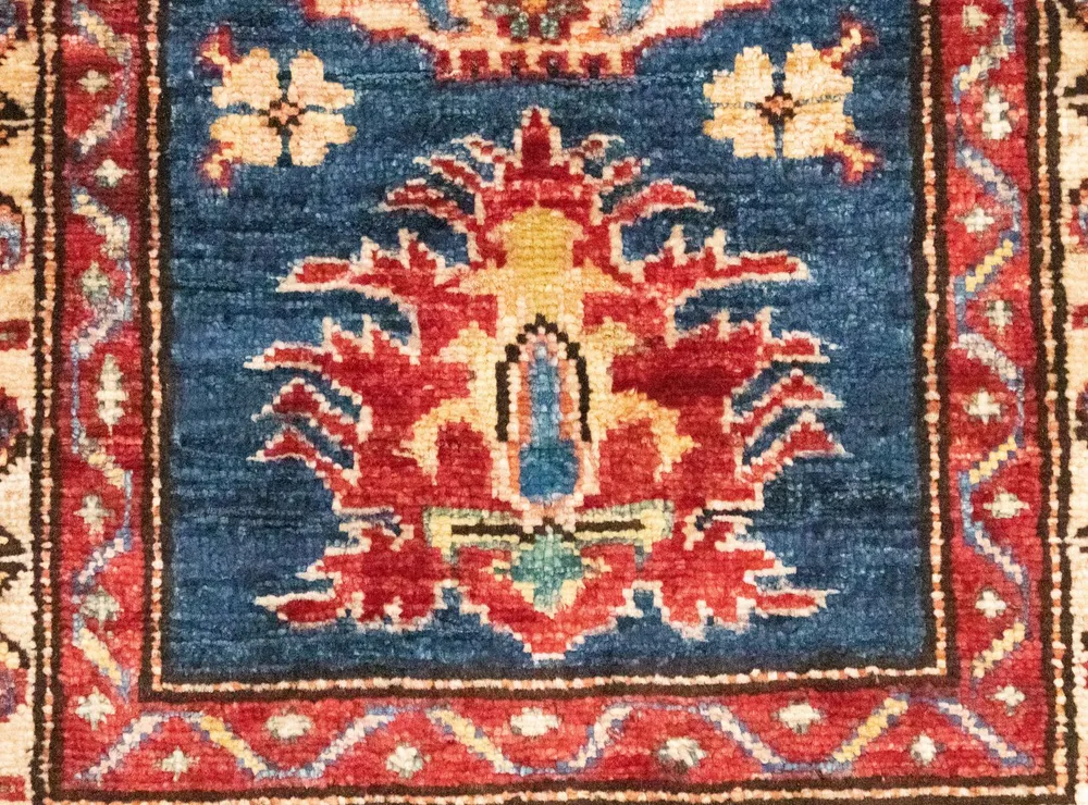 Tapis Ziegler - Kazak - 90 x 58 cm - bleu