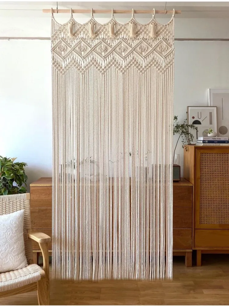 Tapisserie murale bohème en macramé tissé main 140x180cm décoration intérieure chic