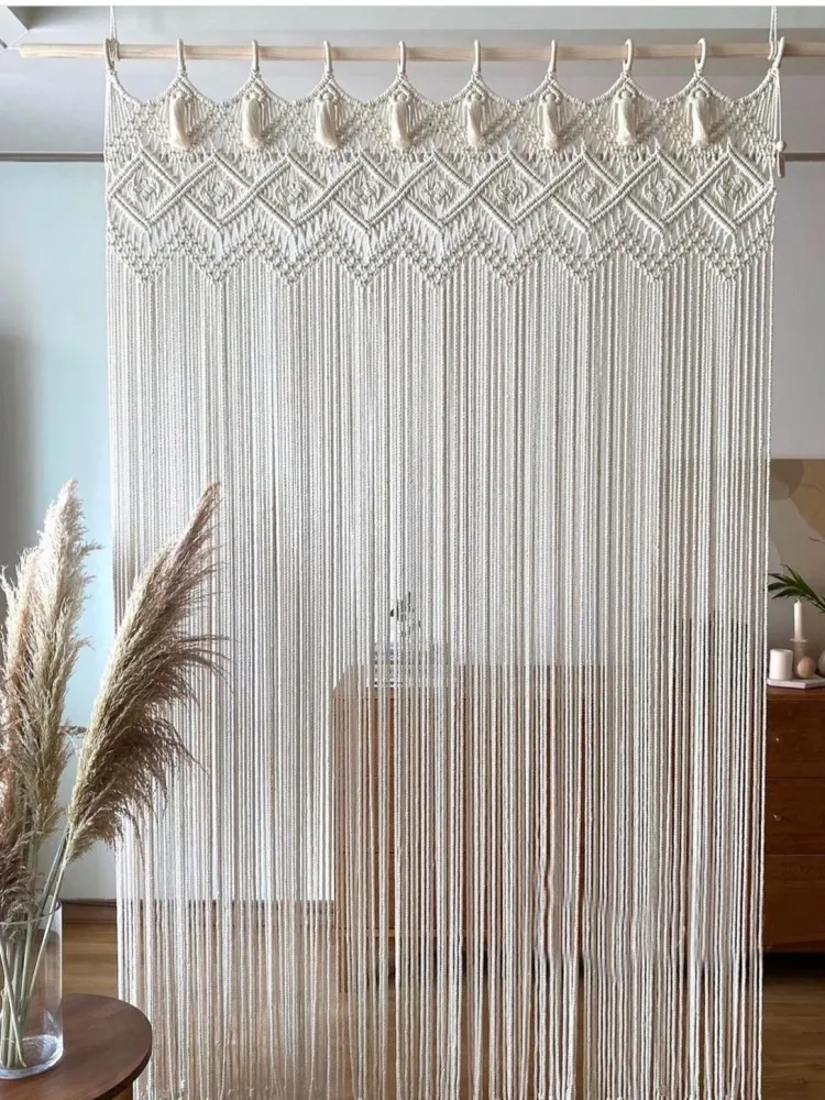 Tapisserie murale bohème en macramé tissé main 140x180cm décoration intérieure chic