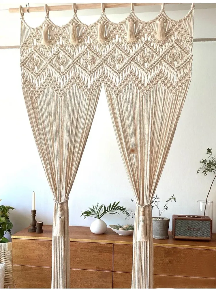 Tapisserie murale bohème en macramé tissé main 140x180cm décoration intérieure chic
