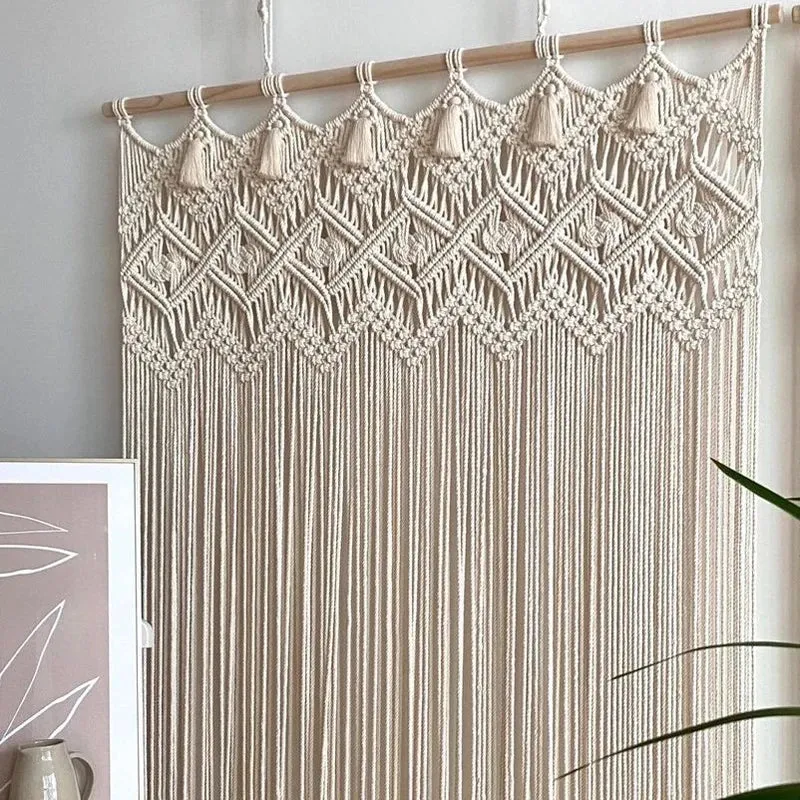 Tapisserie murale bohème en macramé tissé main 140x180cm décoration intérieure chic
