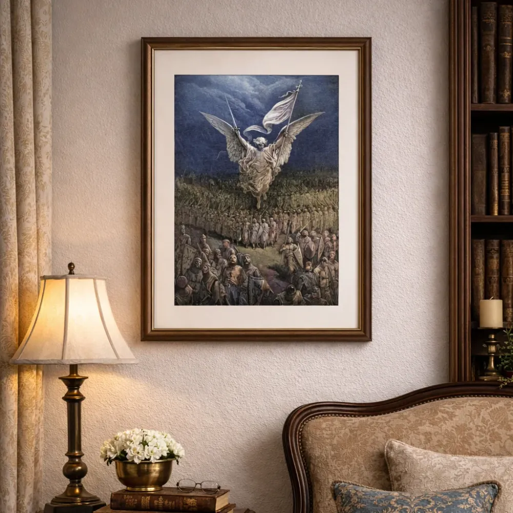 Cadre colorisé Gustave Doré - L'Ange conduisant les Croisés Terre De France