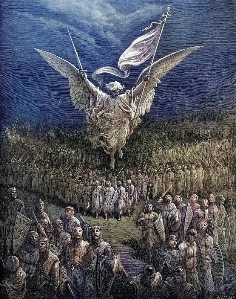 Cadre colorisé Gustave Doré - L'Ange conduisant les Croisés Terre De France