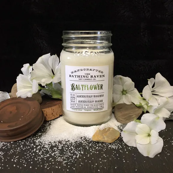 Fleur de sel | Bougie de soja de la collection Mason de ferme The Bathing Raven