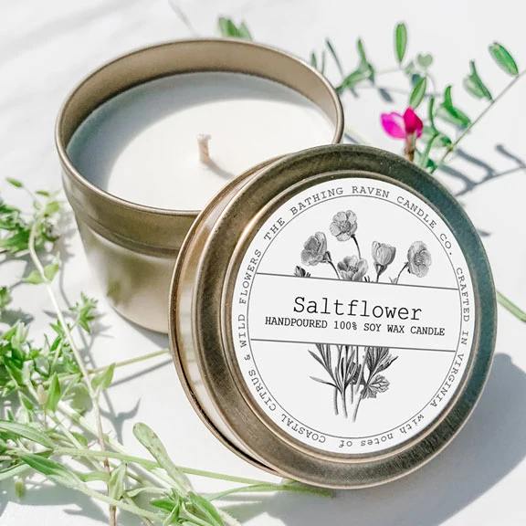Fleur de sel | Bougie de soja de la collection Petite Gold The Bathing Raven