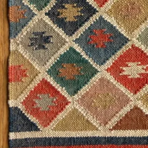 PIKKU INTERNATIONAL Kilim P-KLM19 Tapis rectangulaire en laine et jute tissé à la main pour maison moderne, salon, chambre...