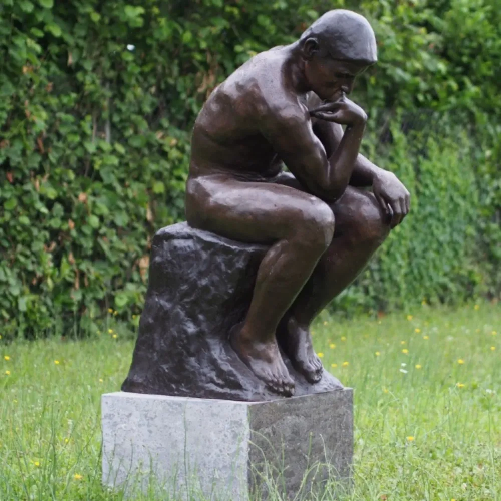 Sculpture en bronze Grand Penseur de Rodin 120x50x75cm (HxLxL) Thermobrass