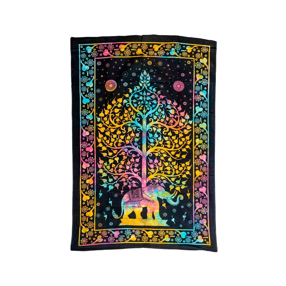 Tissu indien Arbre de vie et éléphant 210x140cm