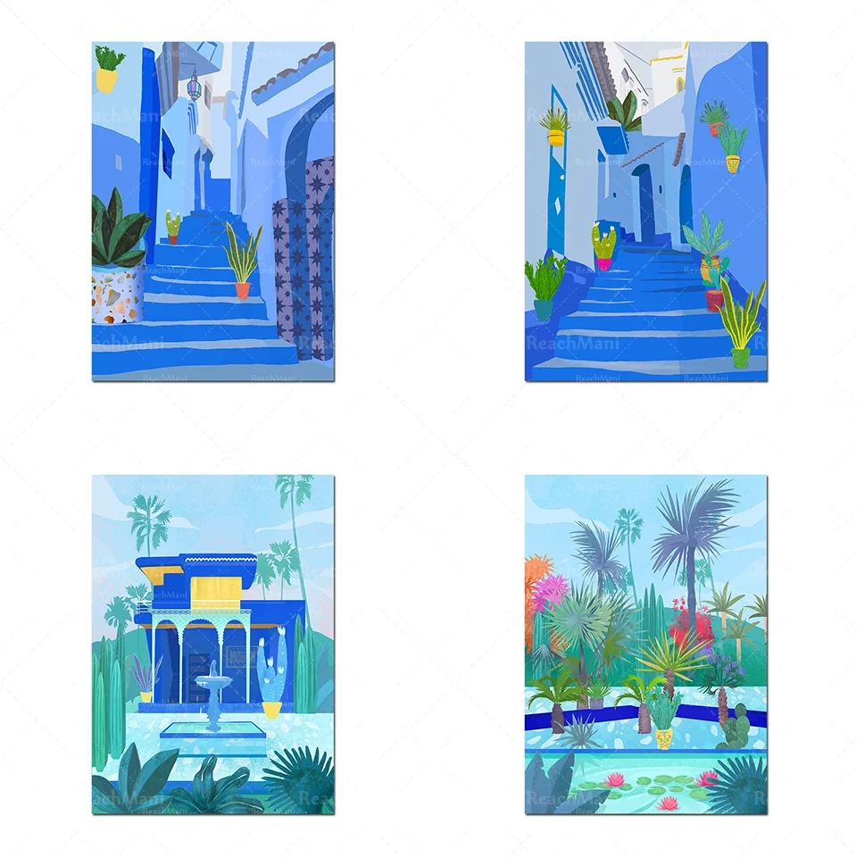 Toile Canvas Maroc Bleue qualité premium décor mural élégant