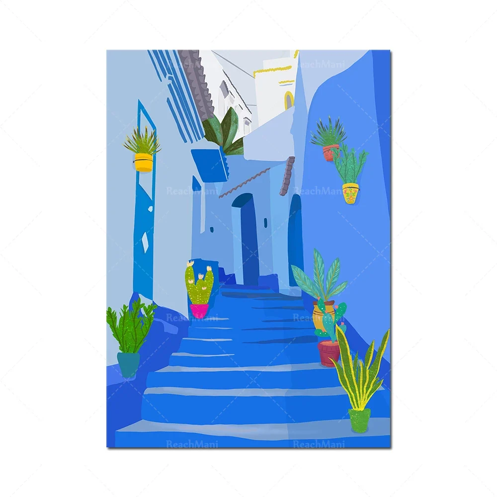 Toile Canvas Maroc Bleue qualité premium décor mural élégant