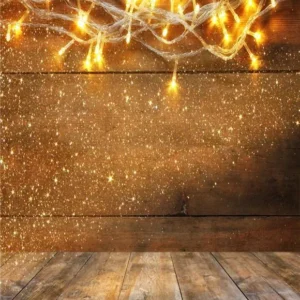 Toile de fond décors de Noël de lumière de plancher de mur en bois scintillant 1