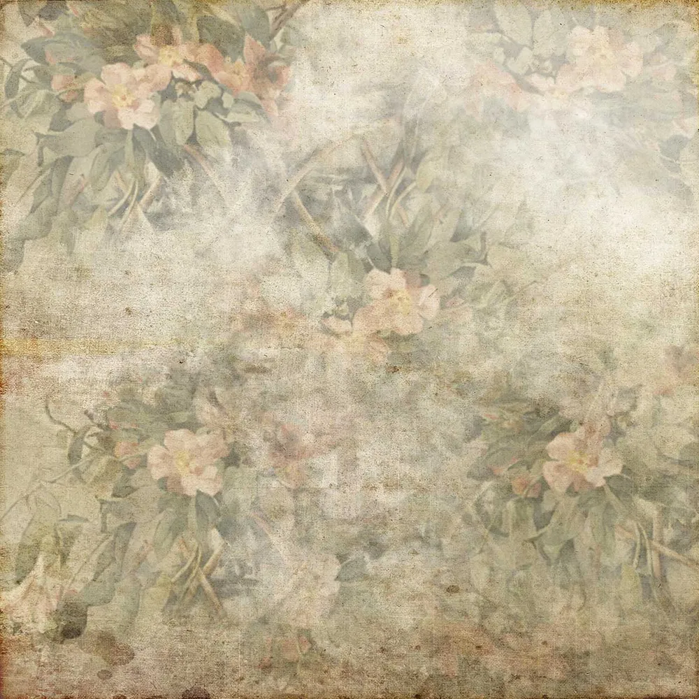Toile de fond décors de studio photo feuilles vertes florales roses rétro