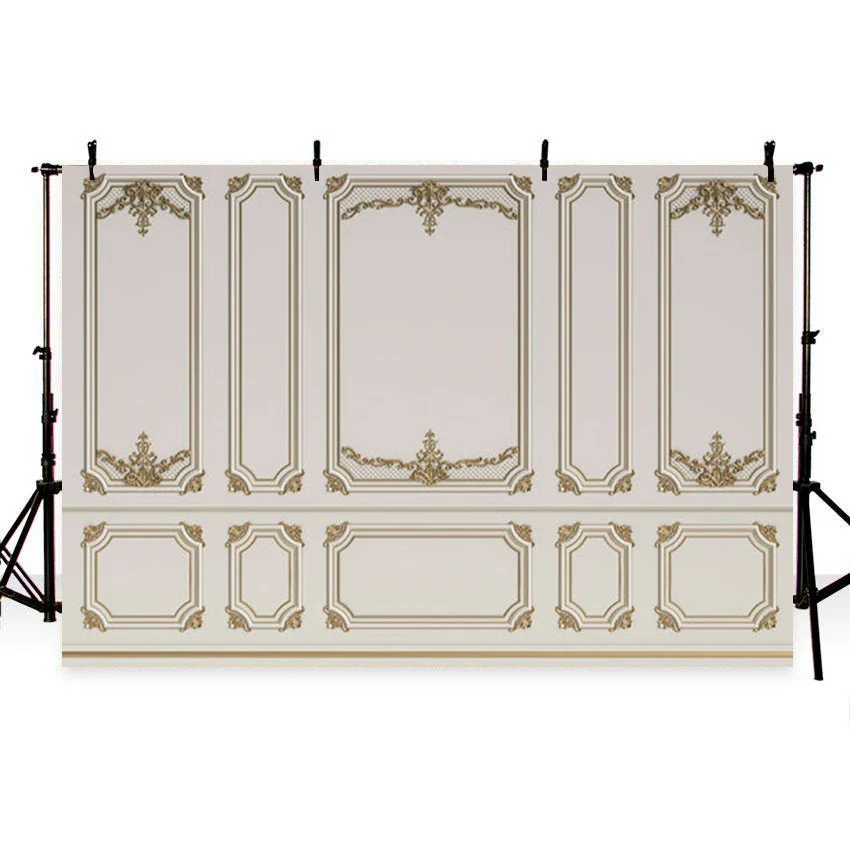 Toile de fond de mur de jante en or beige pour la mariage