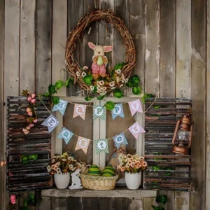Toile de fond de photographie joyeuses Pâques en bois brun foncé