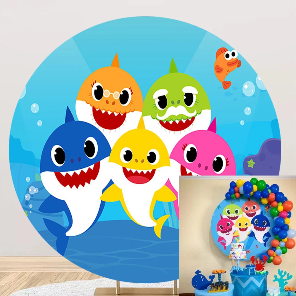 Toile de fond ronde pour Aquarium, mers et océans, requin, couverture de bannière de Table pour fête d'anniversaire pour b...