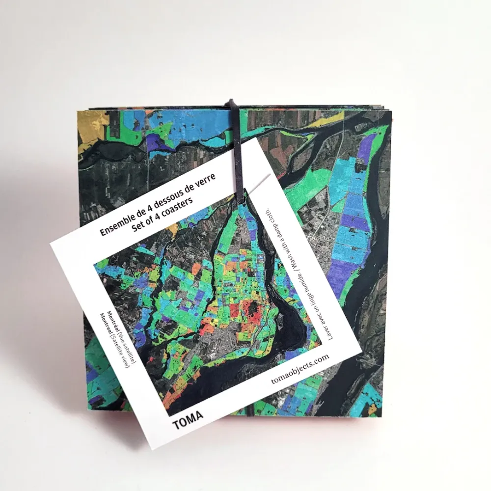 Sous-verres - Montréal satellite multicolore - en liège laminé TOMA objets